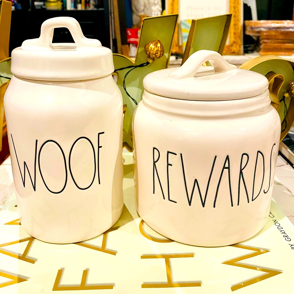 Rae Dunn set of two dog treats canister